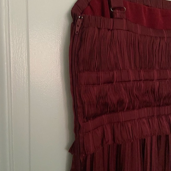 Anthropologie Current Air Red Silky Formal Wide Spaghetti Strap Jumpsuit XS - Picture 7 of 12